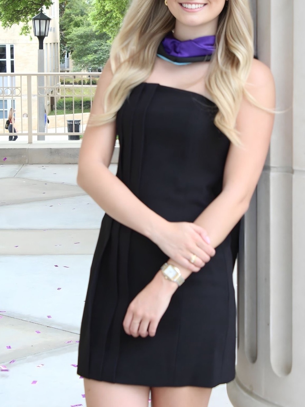 Black Strapless Mini Pleated Dress